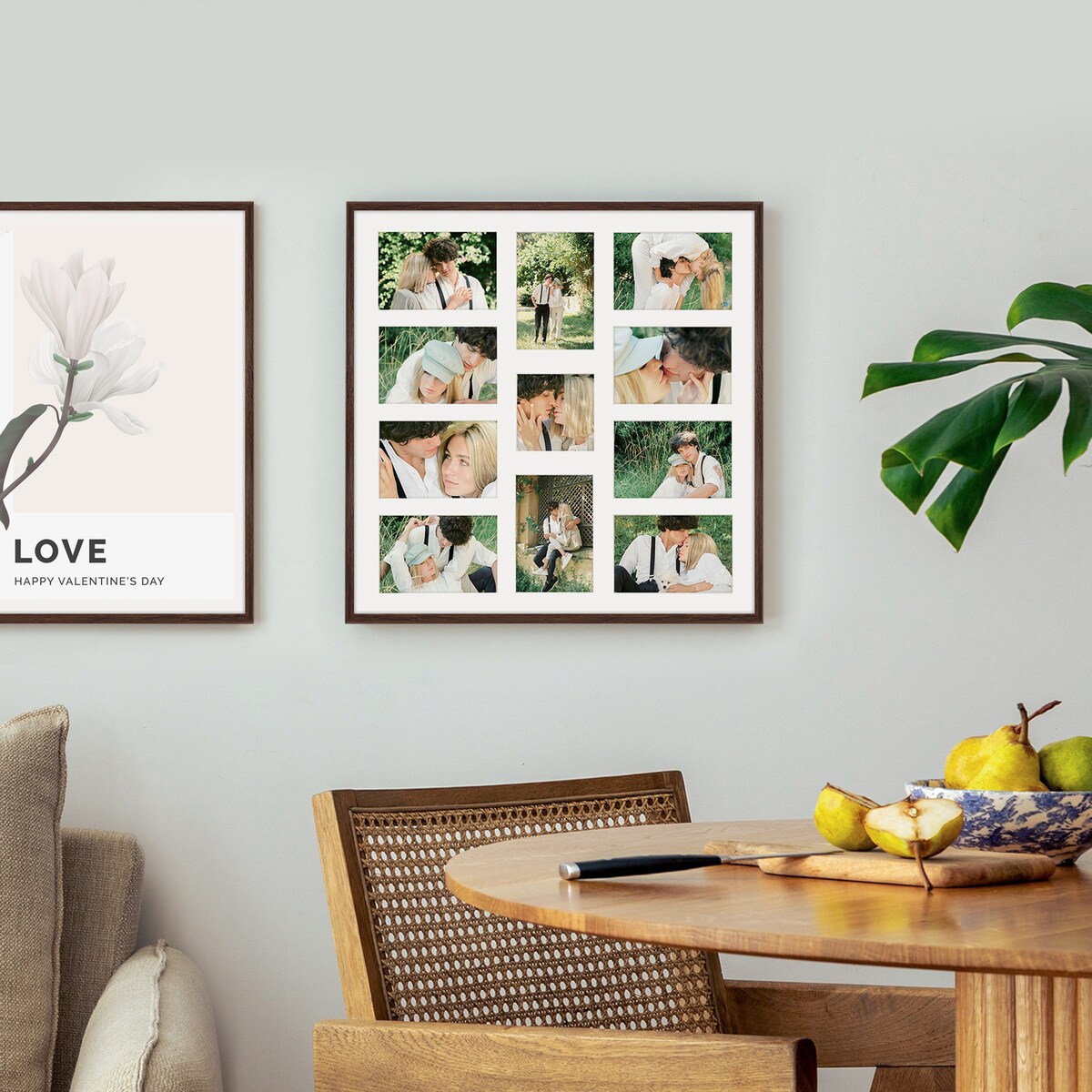 Ramka na zdjęcia 1x 10x10 10x 10x15 brązowa galeria na 11 zdjęć multirama 50x50 FRAMAI