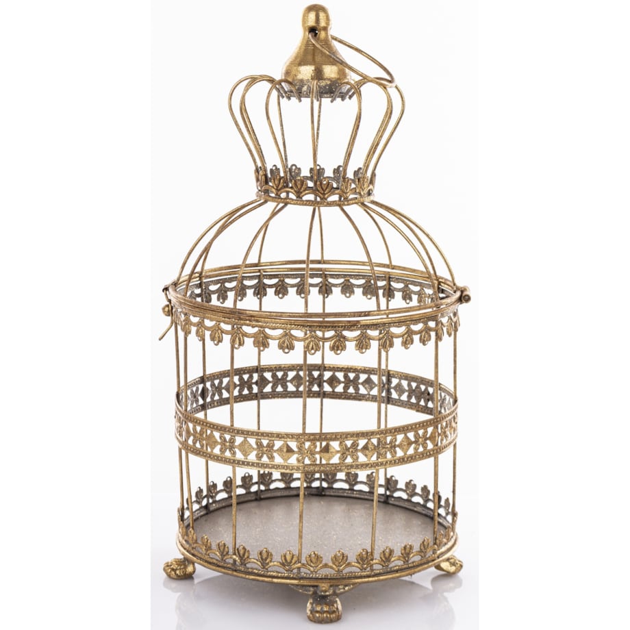 Klatki dekoracyjne metalowe 3 sztuki 47x19x19 i 53x23x23 i 72x26x26 cm złote