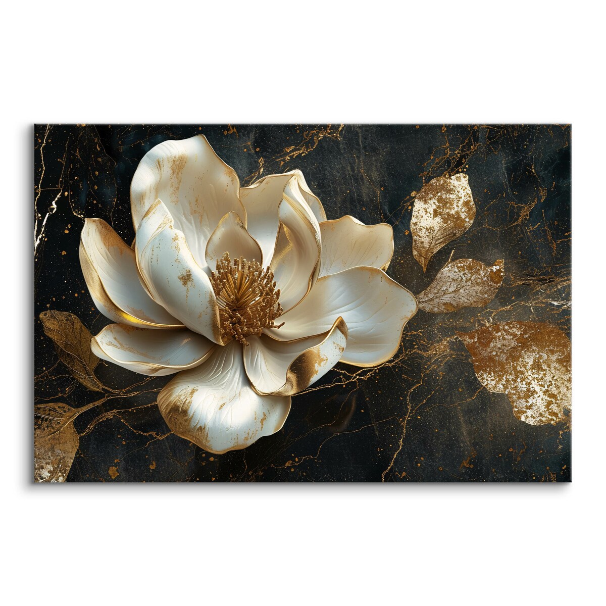 OBRAZ CANVAS DO SALONU SYPIALNI BIAŁY KWIAT MARMUR ABSTRAKCJA 120x80cm