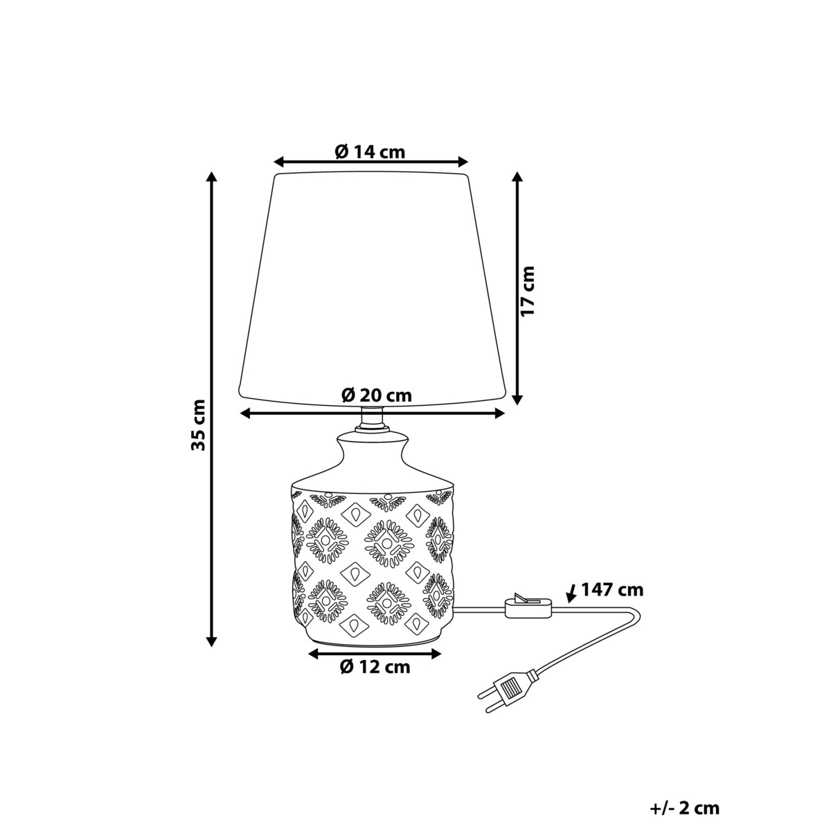 Lampka nocna ceramiczna beżowa ROSANNA