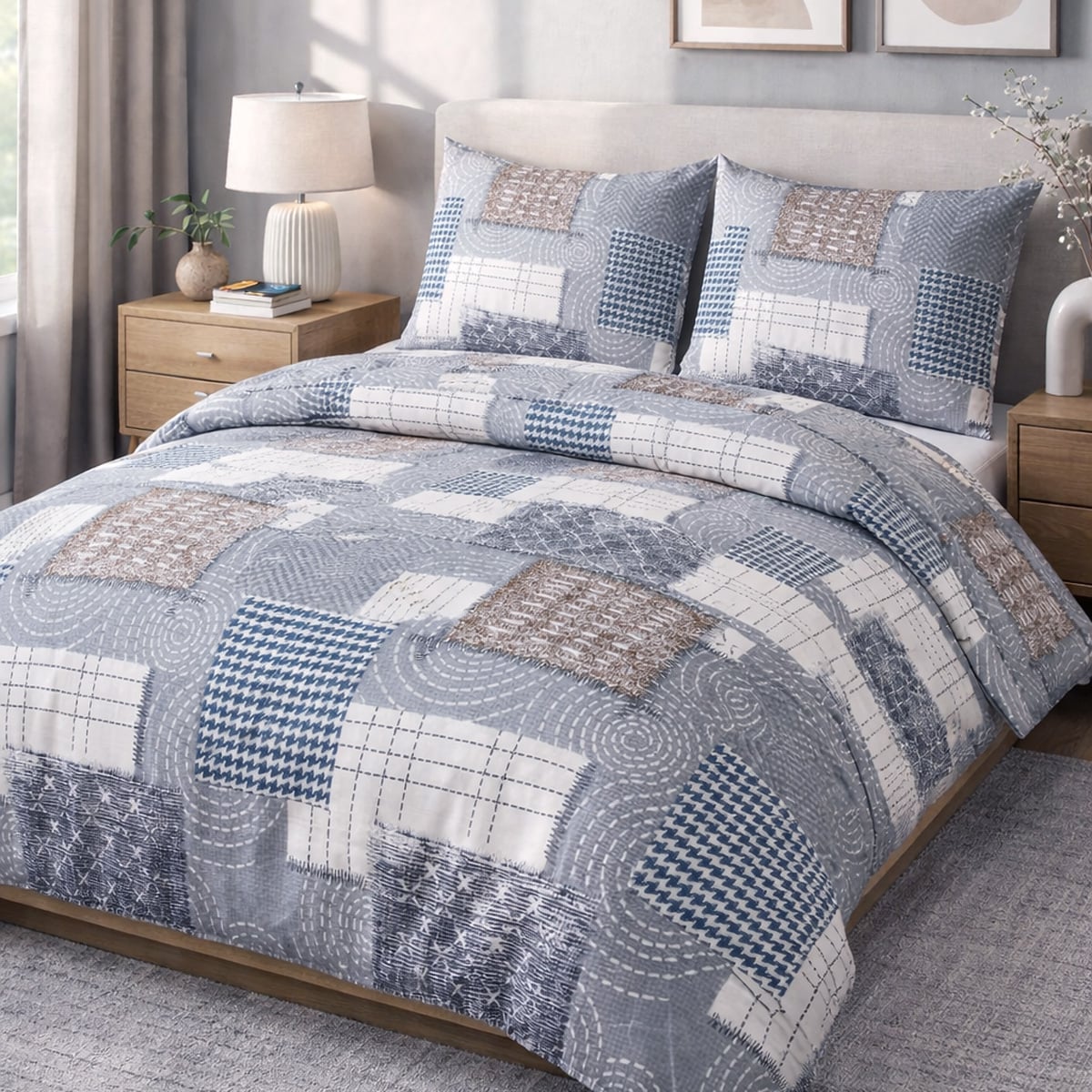 Pościel flanelowa 180x200 Ardela Grey kratka szara, Flanelove