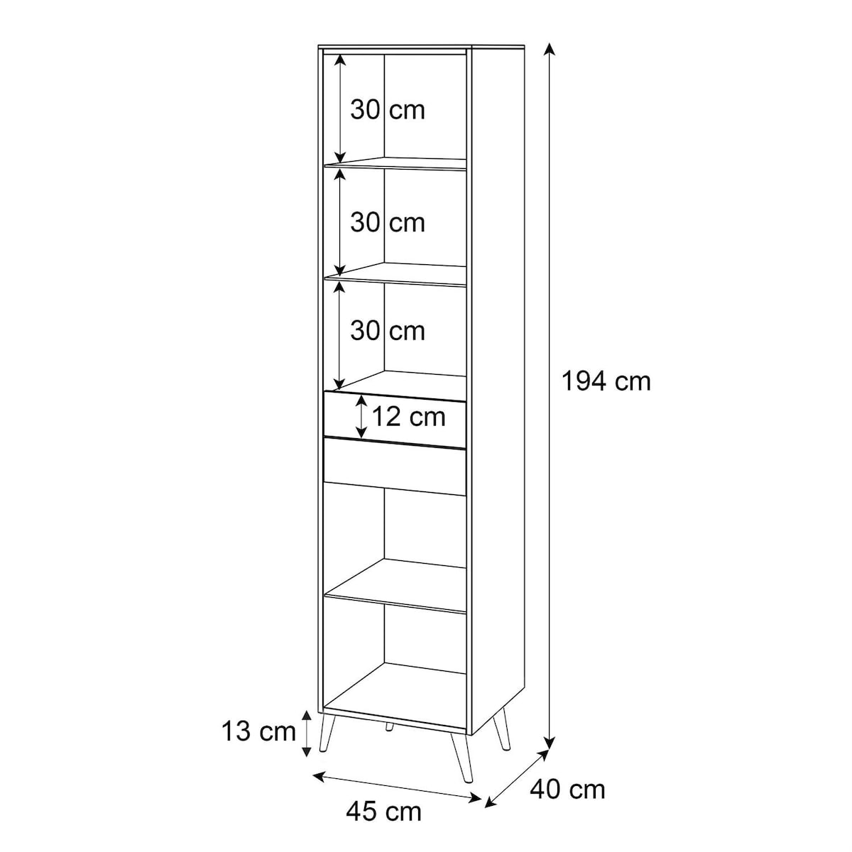 Witryna AURORA z oświetleniem LED biały połysk nogi skośne