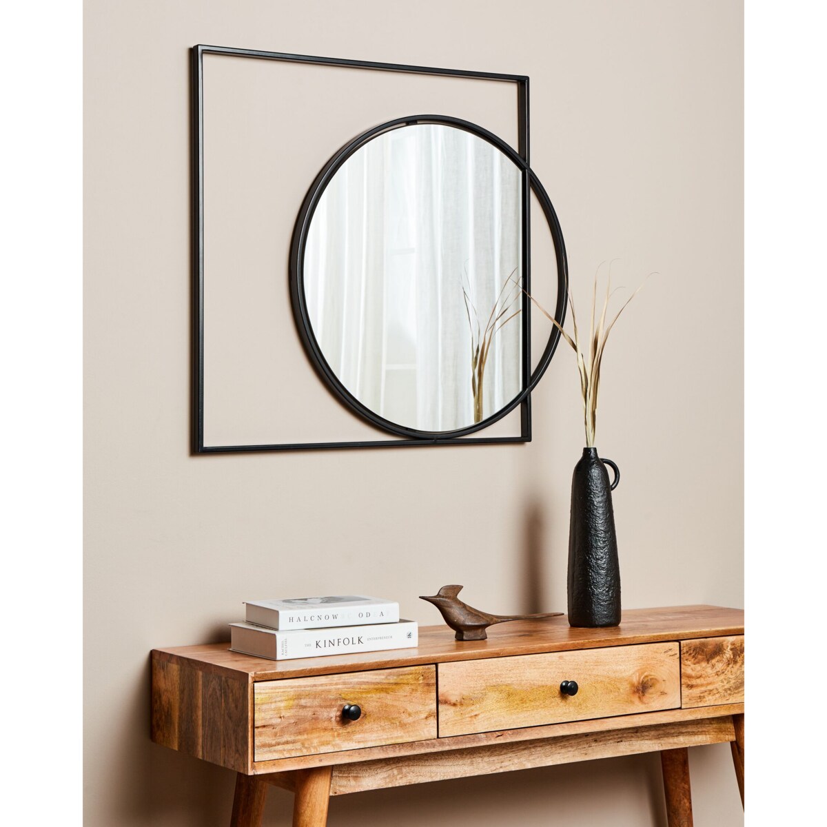 Metalowe lustro ścienne 70 x 79 cm czarne AUXY