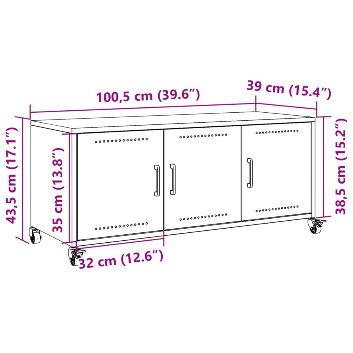 vidaXL Szafka RTV, antracytowa, 100,5x39x43,5 cm, stal