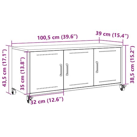 vidaXL Szafka RTV, antracytowa, 100,5x39x43,5 cm, stal