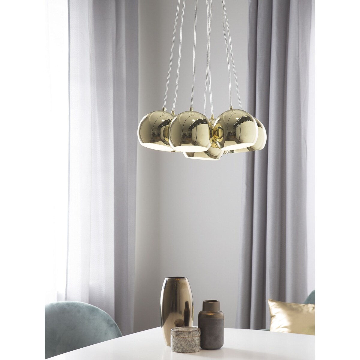 Lampa wisząca 7 kloszy metalowa złota OLZA