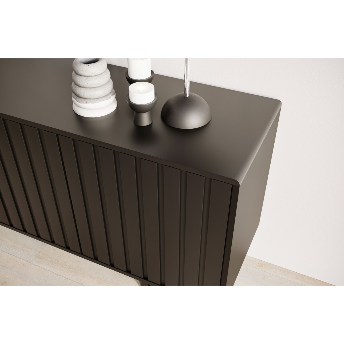 Czarna komoda Skandica VIGGE z lamelami / szer.149 cm