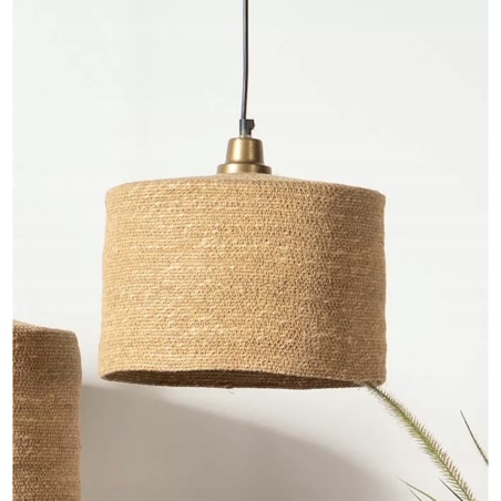 LAMPA SUFITOWA WISZĄCA E27 NAD STÓŁ JUTOWA BOHO duża 30cm do salonu kuchni