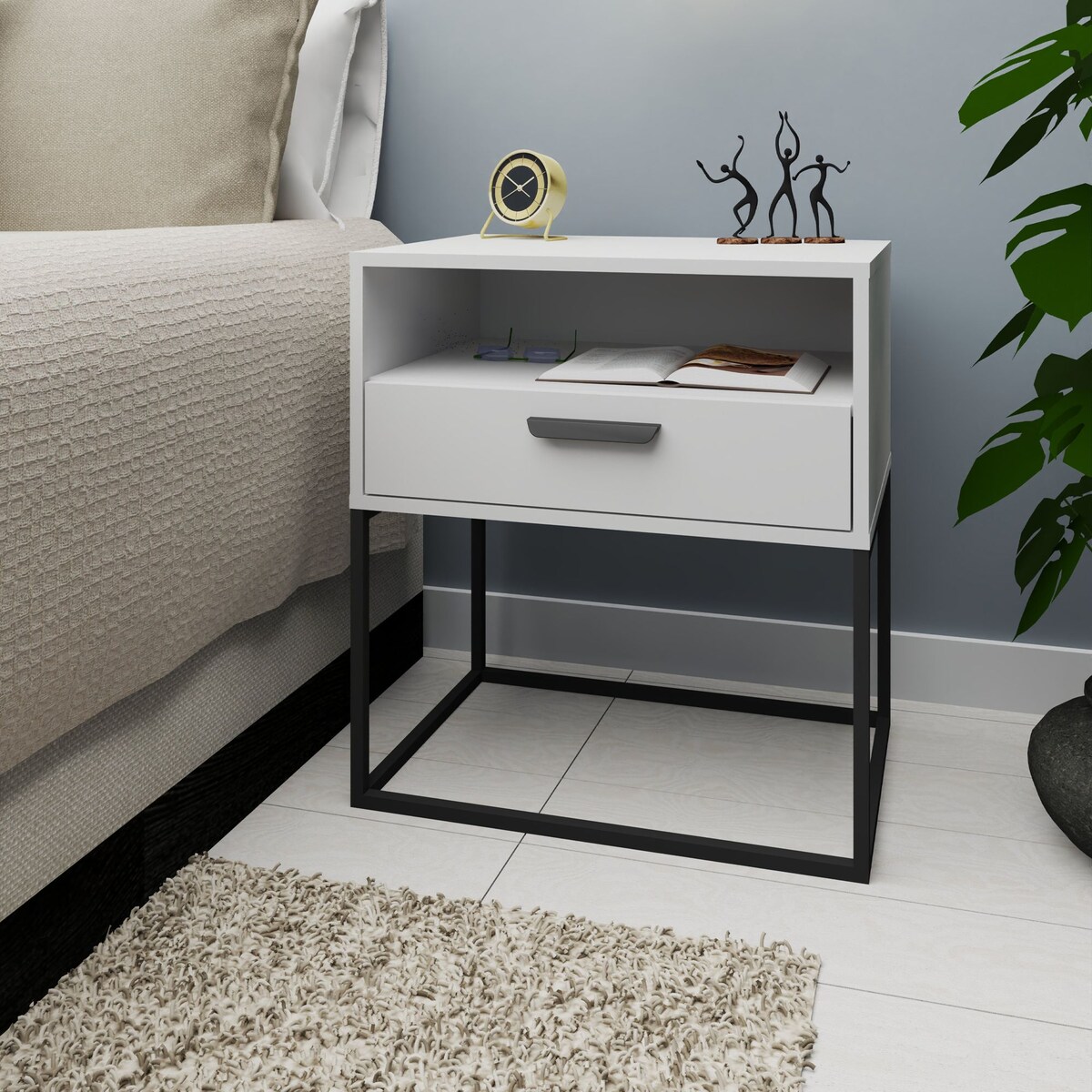 Konsimo RECTUS Zestaw stolików nocnych 2szt.w kolorze białym