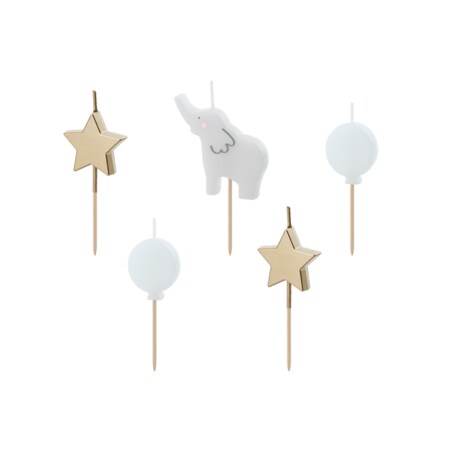 Świeczki urodzinowe Słonik, 3-5 cm, mix (1 op. / 5 szt.)