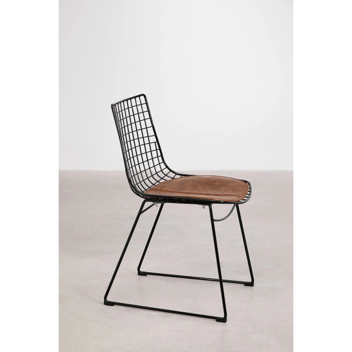 Krzesło metalowe, czarne z brązową poduszką Renee
