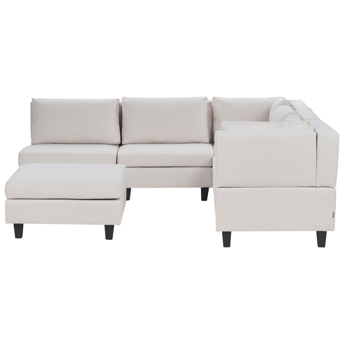 Tapicerowany lewostronny narożnik modułowy 5-osobowy z otomaną jasnobeżowy UNSTAD