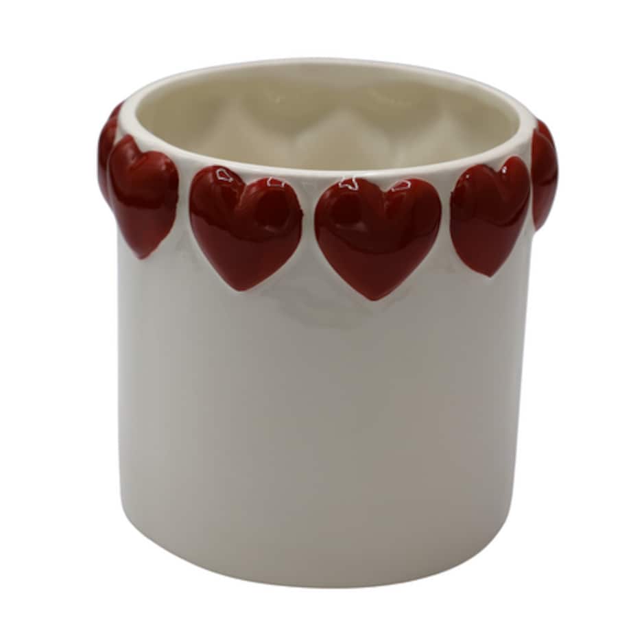 Doniczka z czerwonymi serduszkami 18,5x18,5x16 cm OLLA