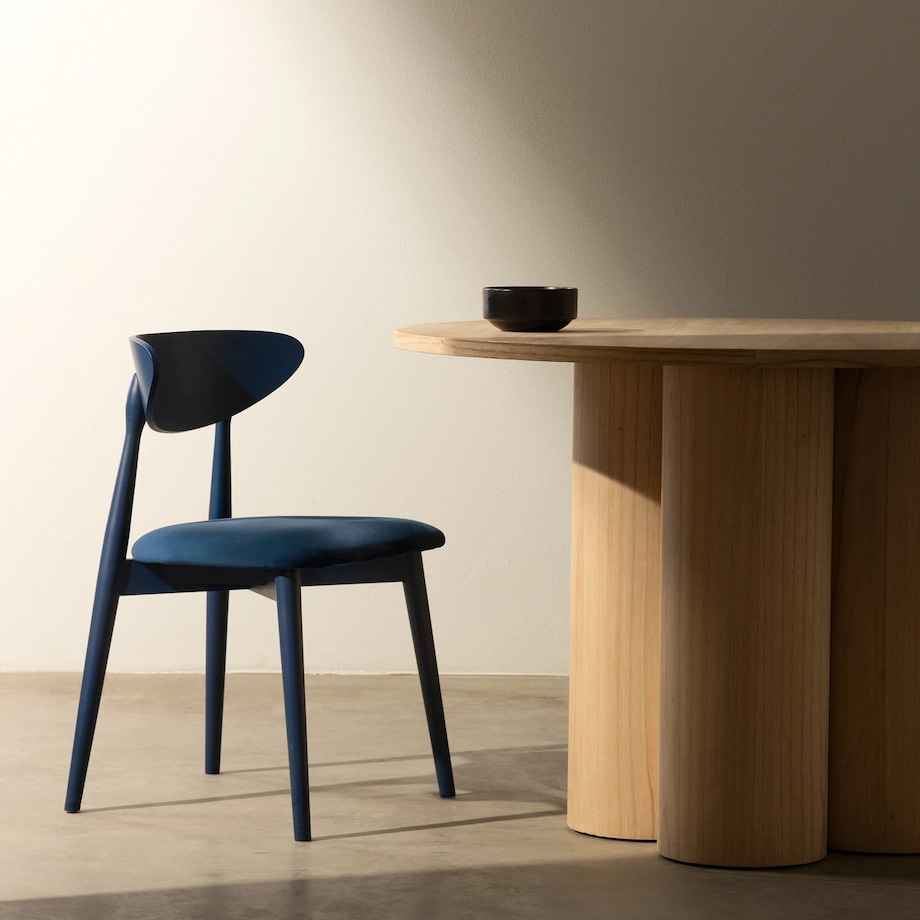 Krzesło drewniane do jadalni 80x45x45 cm niebieskie OLBIA-IV