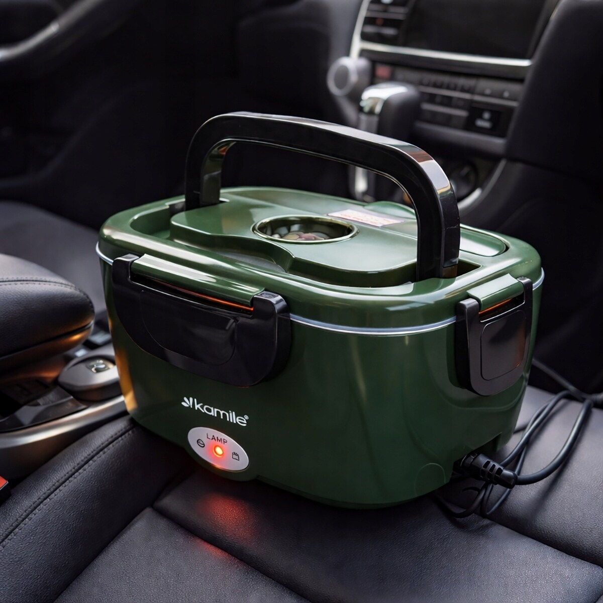 Elektryczny lunch box termos obiadowy samochodowy podgrzewany śniadaniówka do auta 1.5L KAMILLE