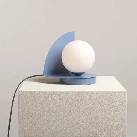 Stołowa lampka salonowa Una 1125B16 Aldex kule molekuły szkło metal niebieska