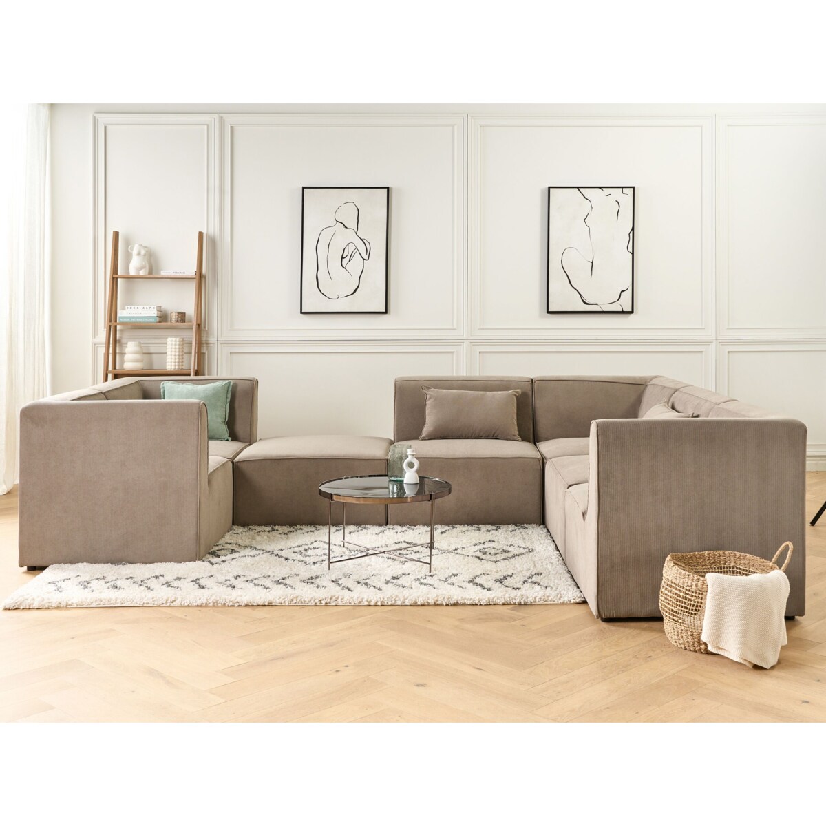 Otomana sztruksowa beżowoszara LEMVIG