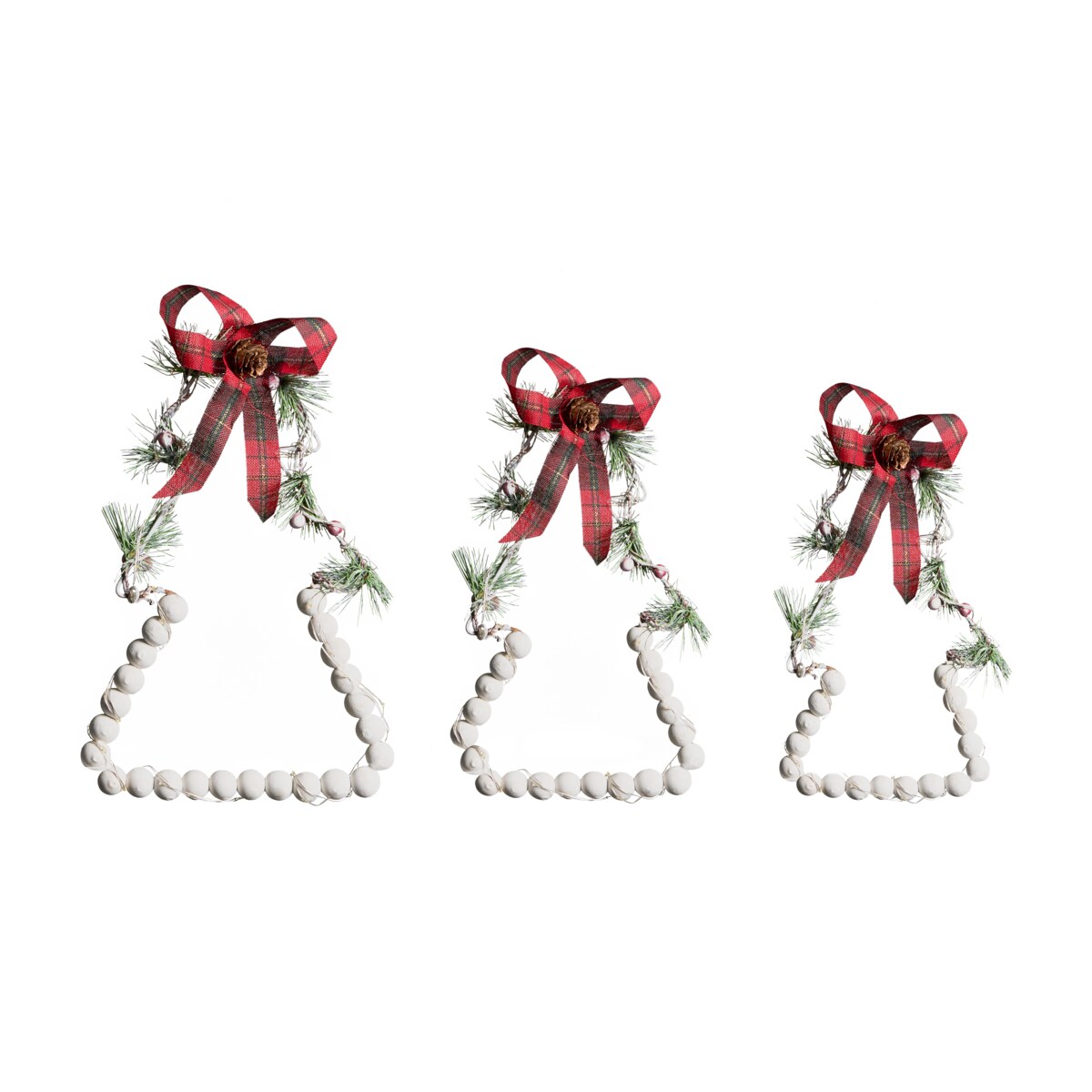 Zestaw 3 dekoracji świątecznych LED KYVESI Choinka 20/25/30 cm Biały