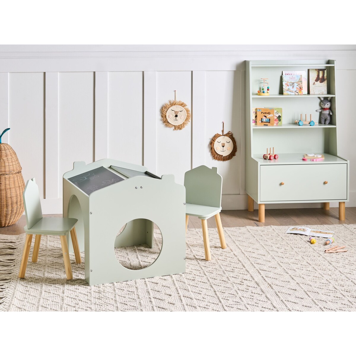 Stół z krzesłami dla dzieci QUILPIE Jasnozielony