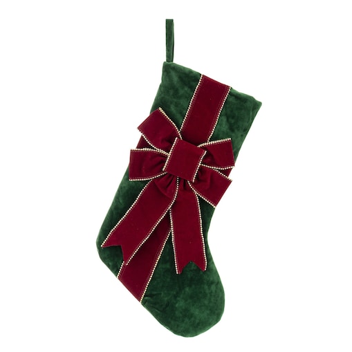 Skarpeta zielona na prezenty 48x30 cm z kokardą