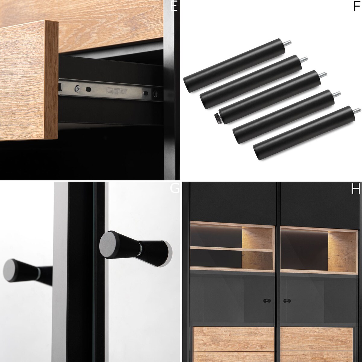 KONSIMO LOFTY Witryna w stylu loft z ryflowanym frontem