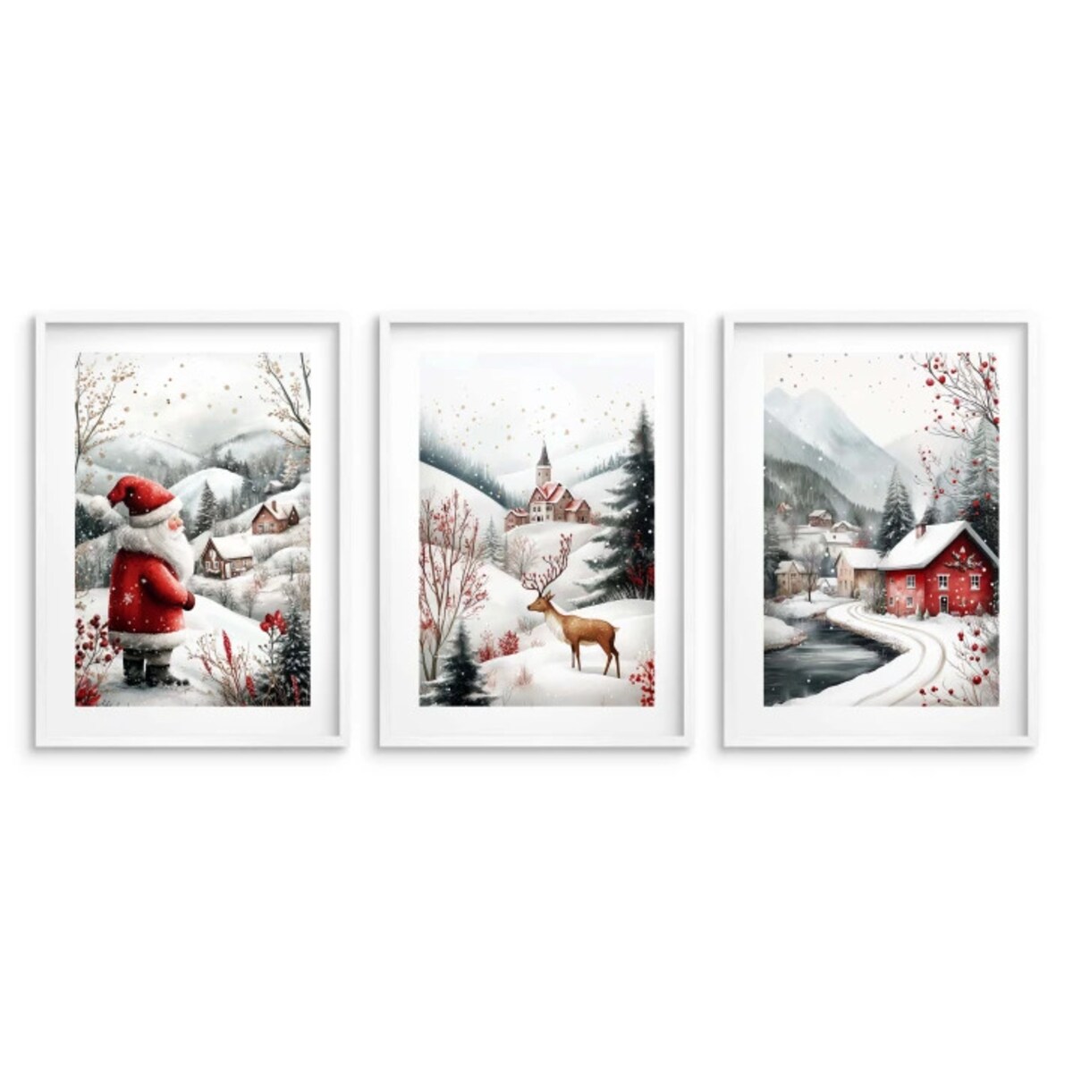 Zestaw Obrazów Plakatów ściennych na Boże Narodzenie Święta do salonu