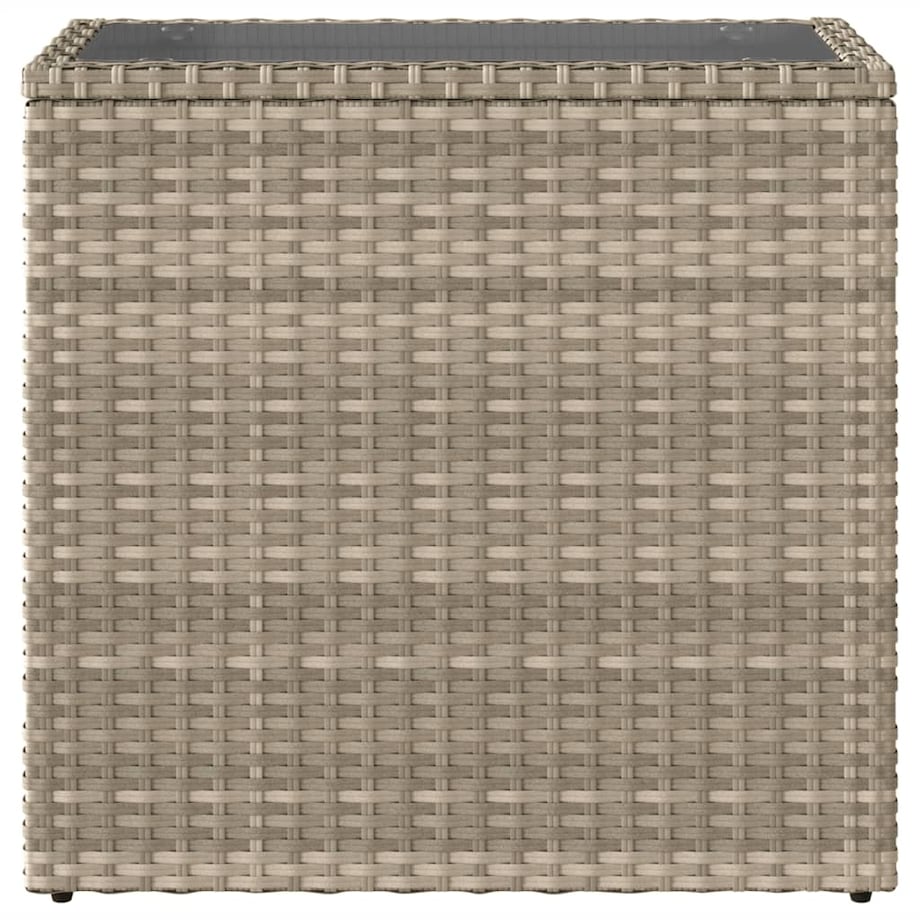 vidaXL Stolik ogrodowy ze szklanym blatem, jasnoszary, 58x27,5x55 cm