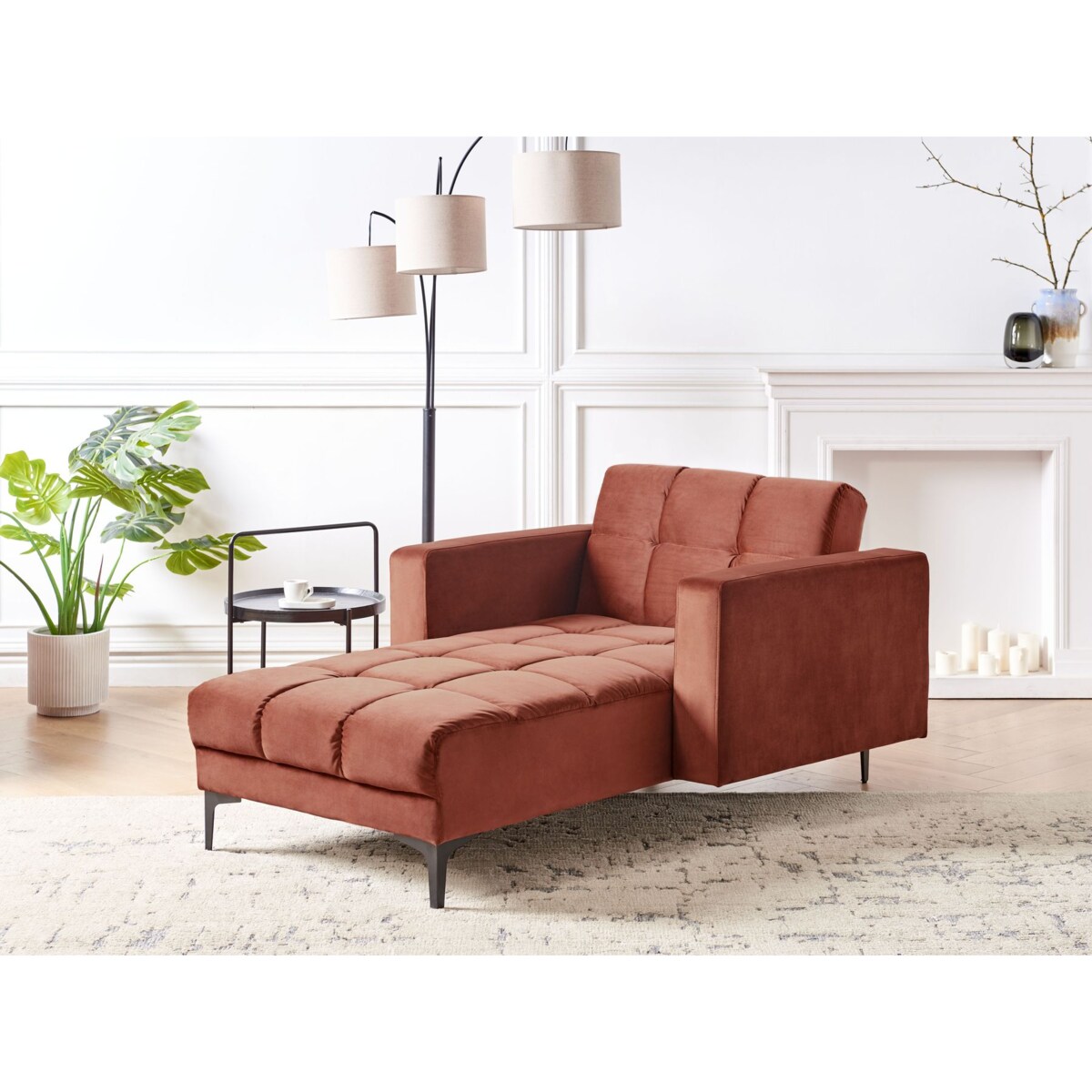 Szezlong welurowy czerwony ALNES