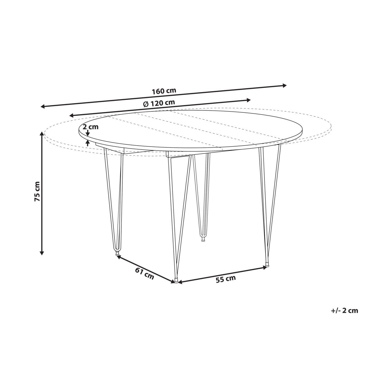 Stół do jadalni rozkładany LOUISE Brązowy 120/160 cm 120 cm