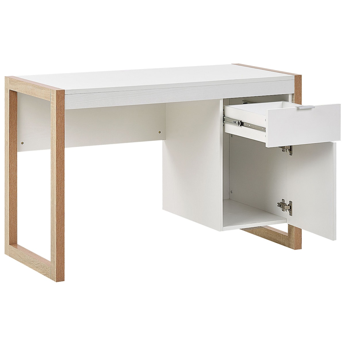 Biurko JOHNSON Brązowy/ biały 112 cm 50 cm ze schowkiem