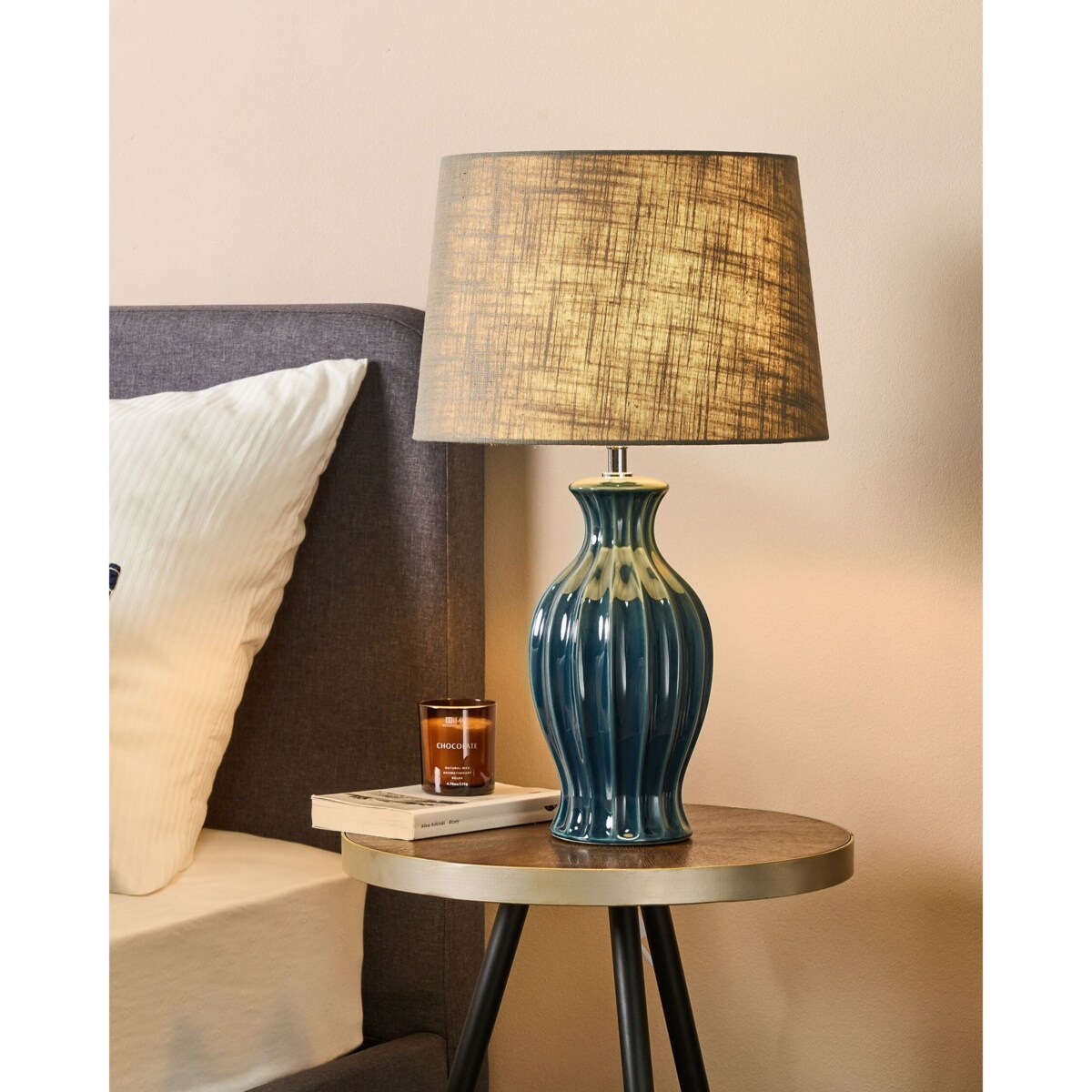 Lampka nocna ceramiczna zielona SAMINA