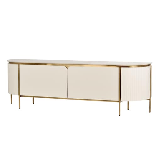 Ryflowana szafka RTV złota kremowa Bueno Glamour Premium 200x40x60