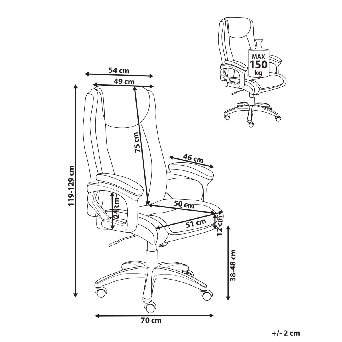 Krzesło dyrektorskie Obrotowy GRACEFUL Ekoskóra Ciemnobrązowy