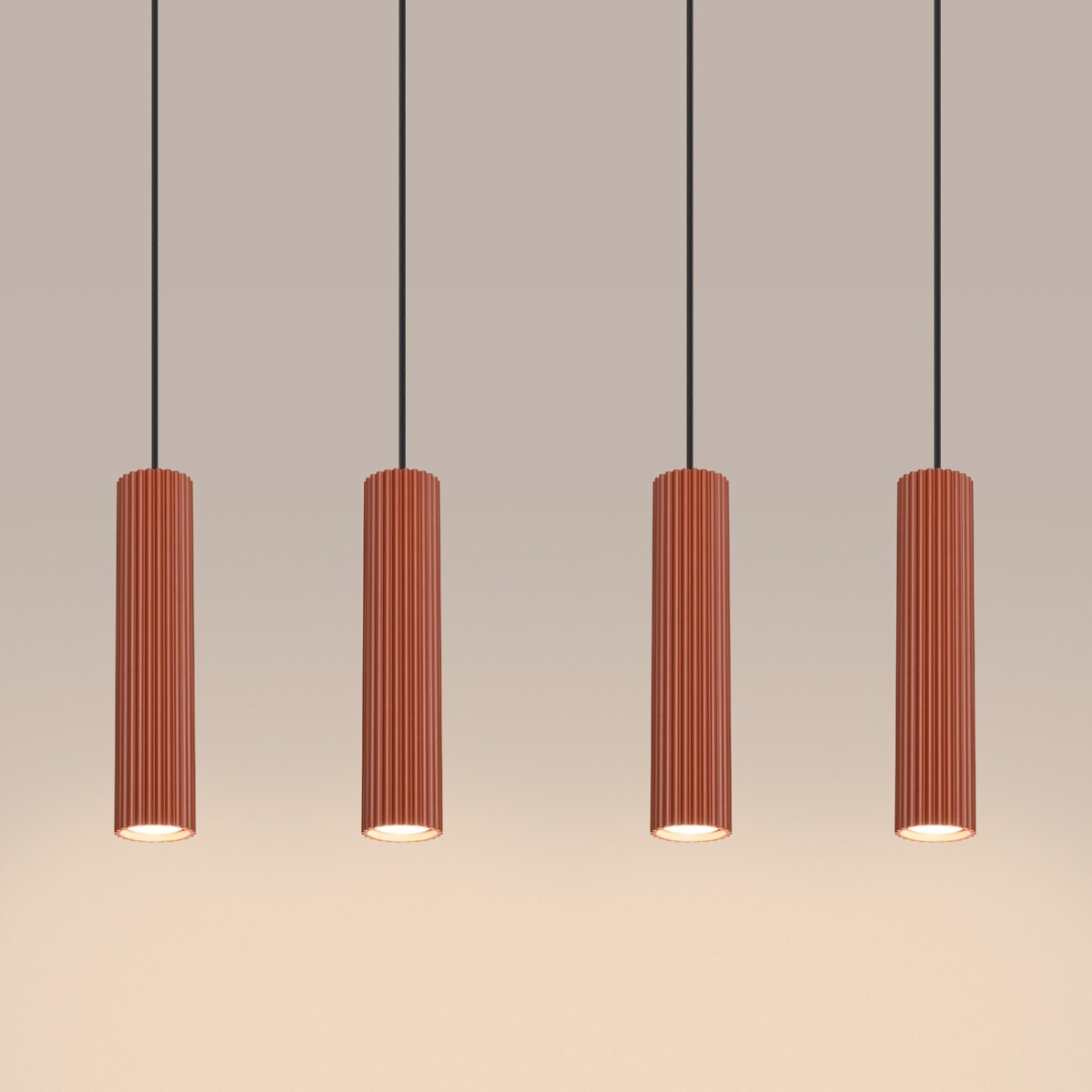 Lampa wisząca KARBON 4L ochra czerwona
