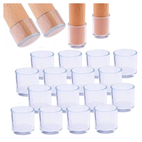 Nakładki na nogi krzesła ochronne silikonowe 22-25 mm 16 sztuk bezbarwne