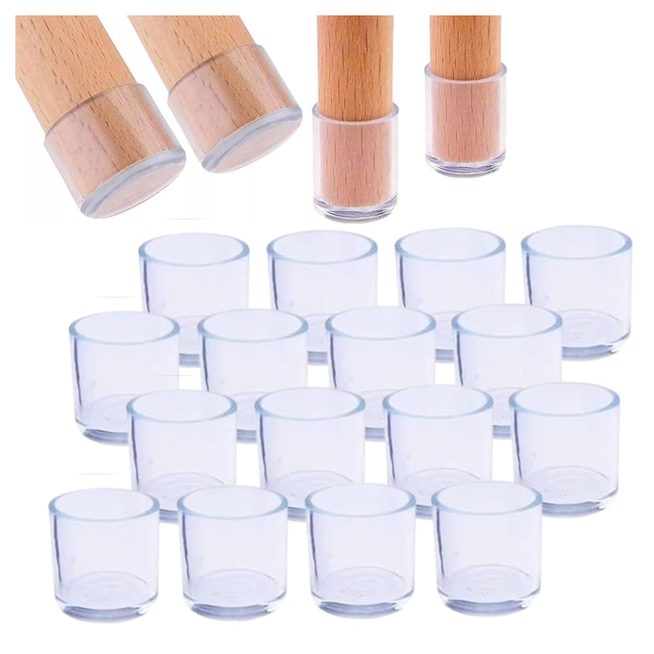 Nakładki na nogi krzesła ochronne silikonowe 22-25 mm 16 sztuk bezbarwne