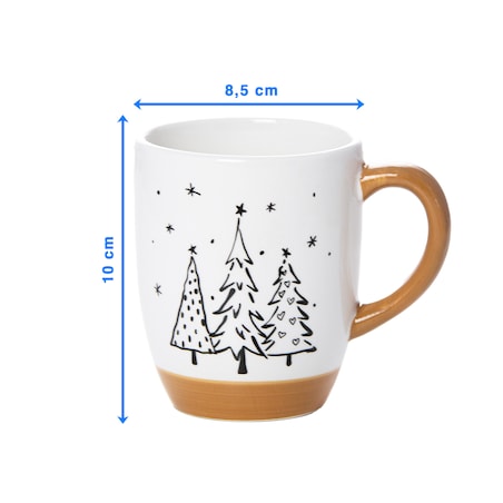Kubek Świąteczny Ceramiczny Na Prezent 330 Ml Boże Narodzenie Drzewka 3 Choinki