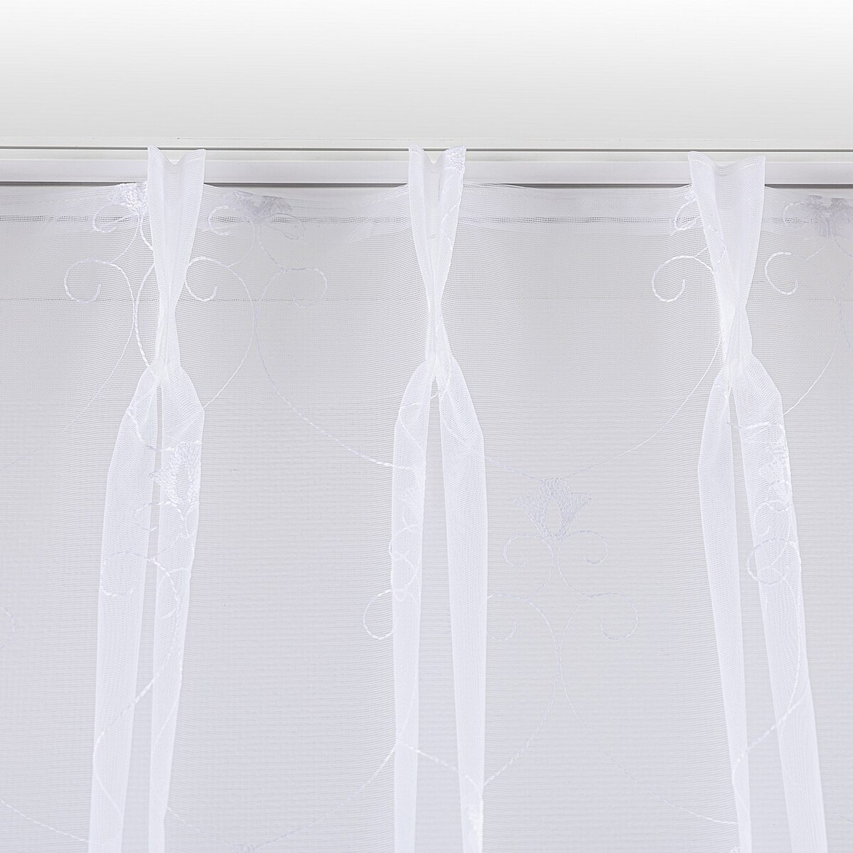 Firana na haczykach flex podwójnych 300x265 biały ze wzorem