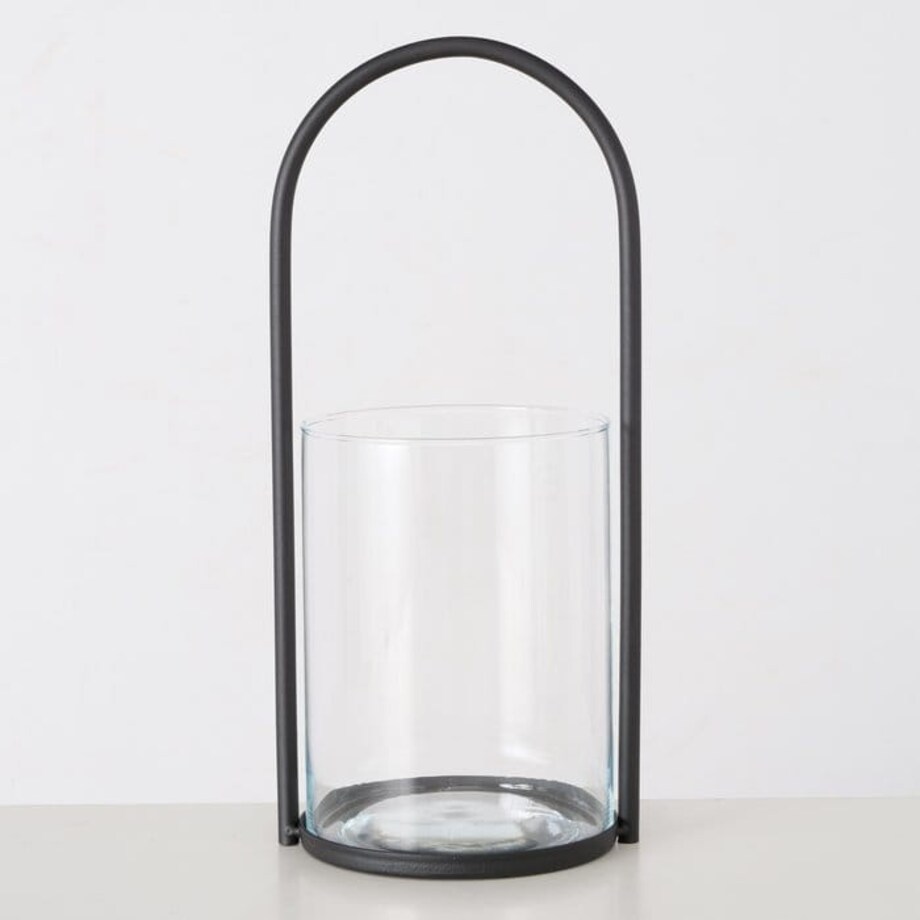 Świecznik Lexi Okrągły Wys 38 cm Czarny z Rączką na Tealights Glamour