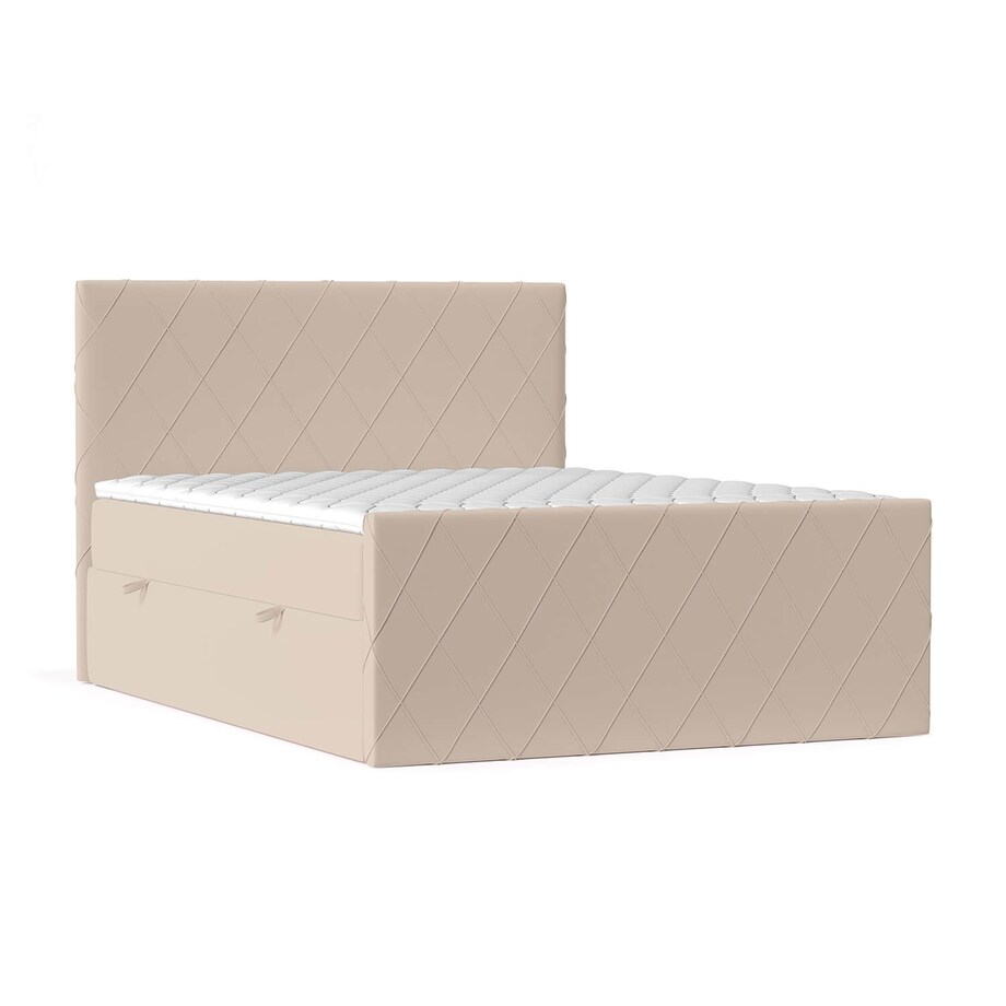 Łóżko kontynentalne PLATINE 160x200 z pojemnikiem, Jasny Beż, tkanina Magic Velvet 2282