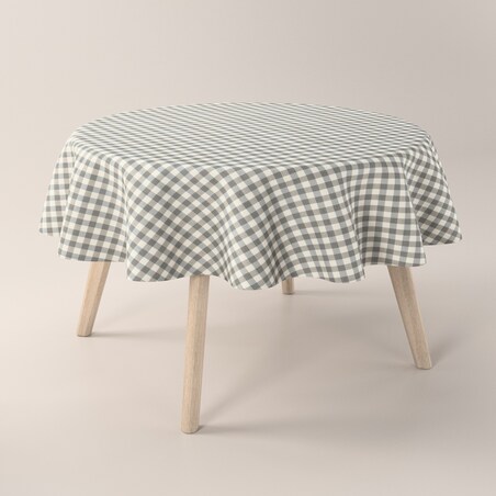 Obrus okrągły 160 x 160 cm szaro-biała kratka (1,5x1,5cm)