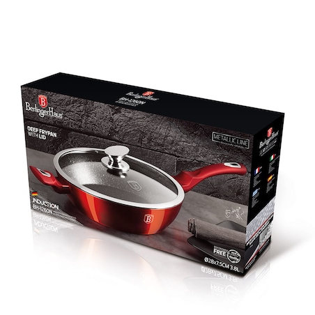 Patelnia głęboka z pokrywką 28cm Berlinger Haus BH-1260 Czerwona