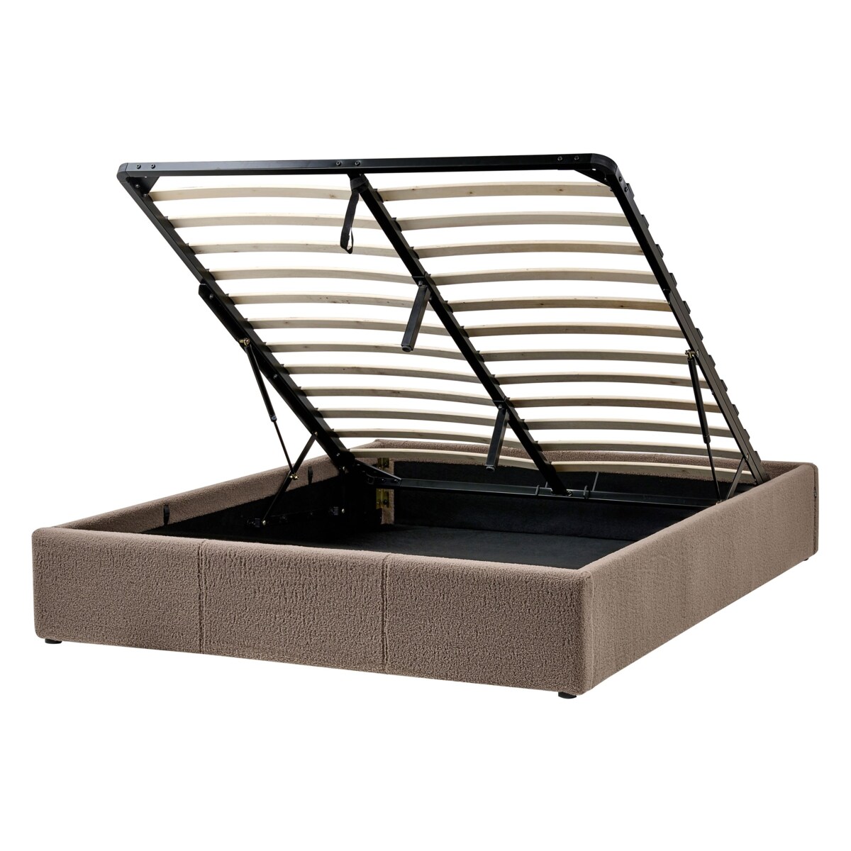 Łóżko z pojemnikiem bez zagłówka Boucle DINAN 140 x 200 cm Beżowoszary
