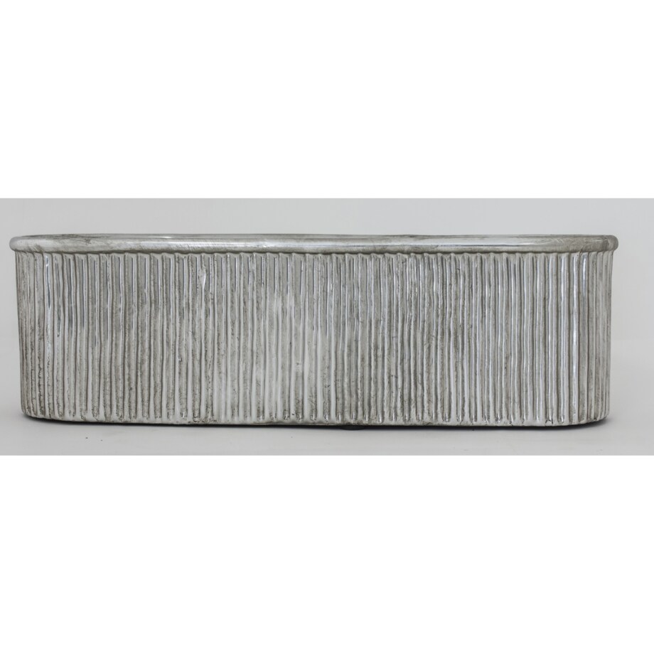 Kwietnik-osłonka kamionkowa 11,5x38,5x13 cm srebrny