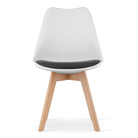 Krzesło Do Jadalni Kuchni Salonu Mark Biało Czarne / Nogi Naturalne X 3