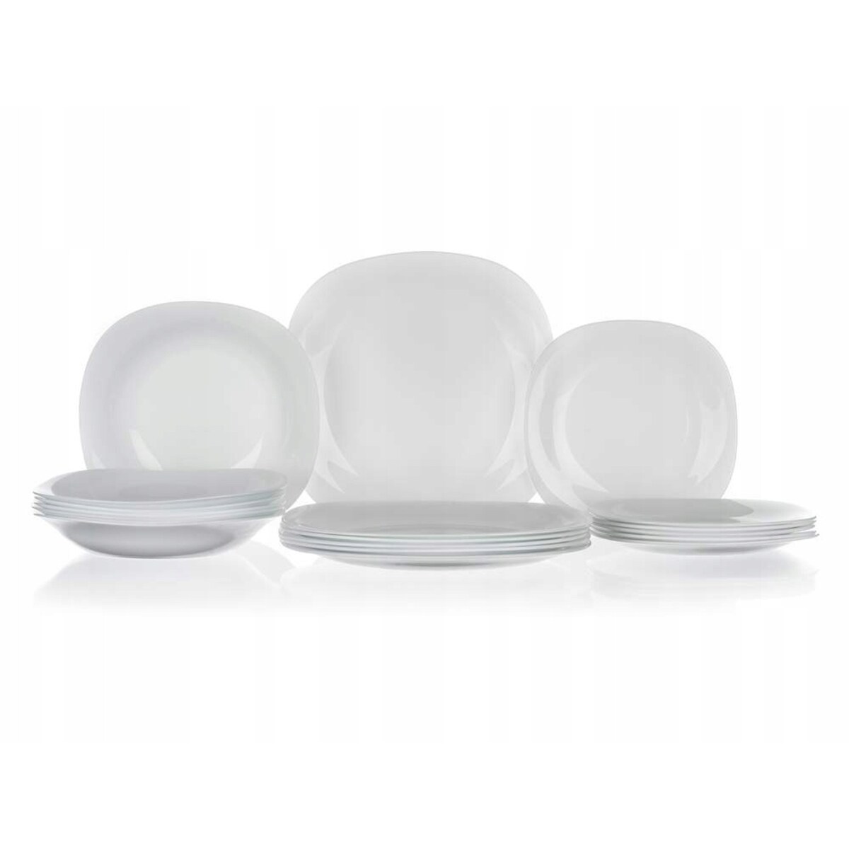 KOMPLET TALERZY OBIADOWE BIAŁE PARMA BORMIOLI 18el 6 osób KWADRATOWE obiad