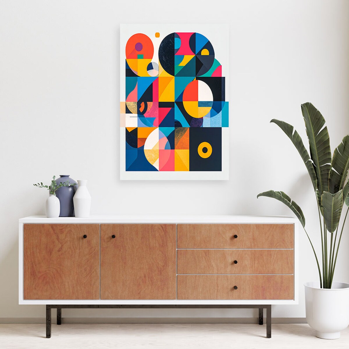 Obraz do salonu biura, Abstrakcja geometryczna w stylu Bauhausu 70x100