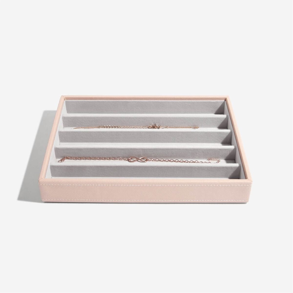 Szkatułka na biżuterię Stackers pięciokomorowa classic velvet jasnoróżowa
