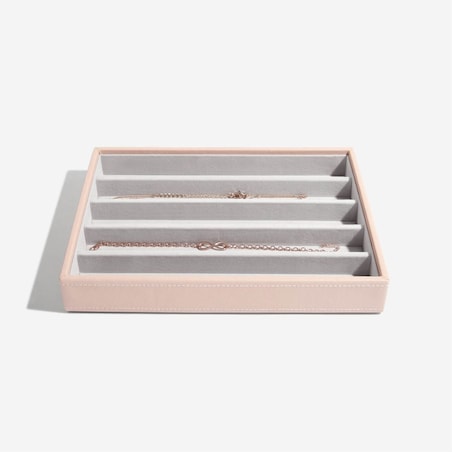 Szkatułka na biżuterię Stackers pięciokomorowa classic velvet jasnoróżowa