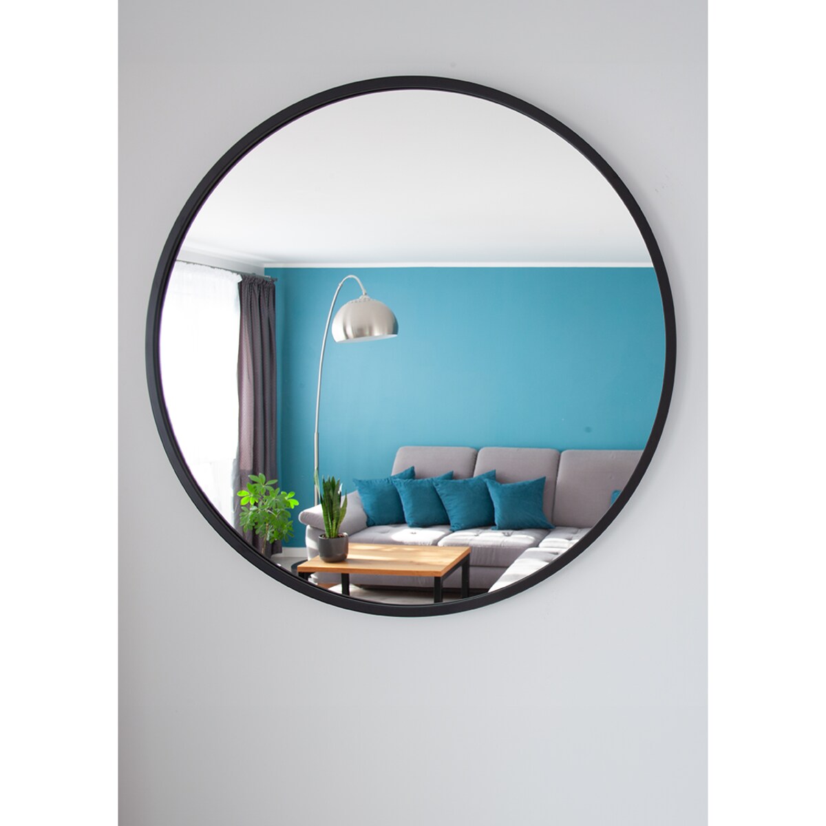 Lustro okrągłe - czarne - 60 cm